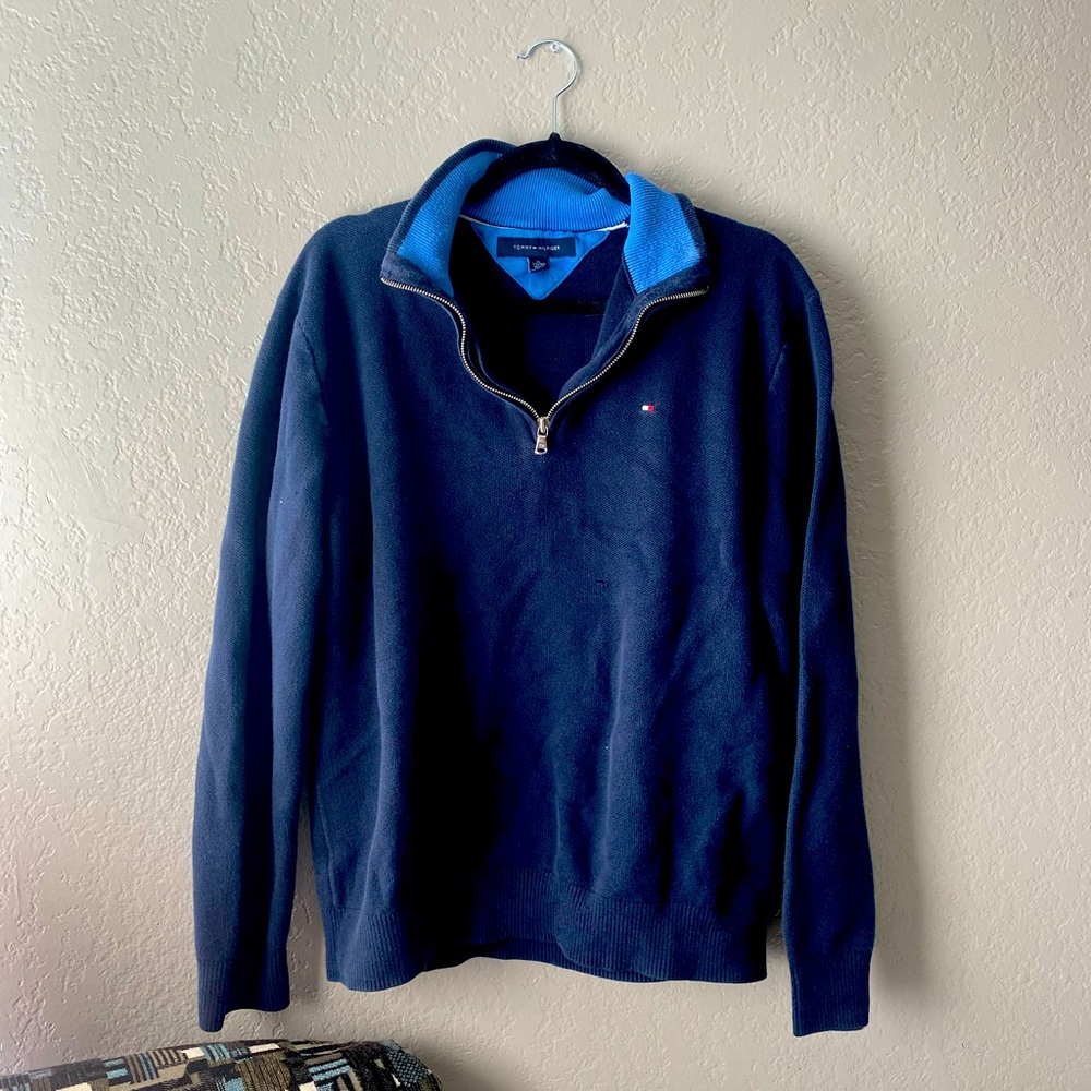 Tommy Hilfiger Men's Navy Quarter Zip Sweater